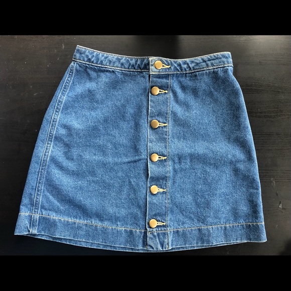 American Apparel Denim Buttoned Front A-line Skirt - Picture 4 of 7